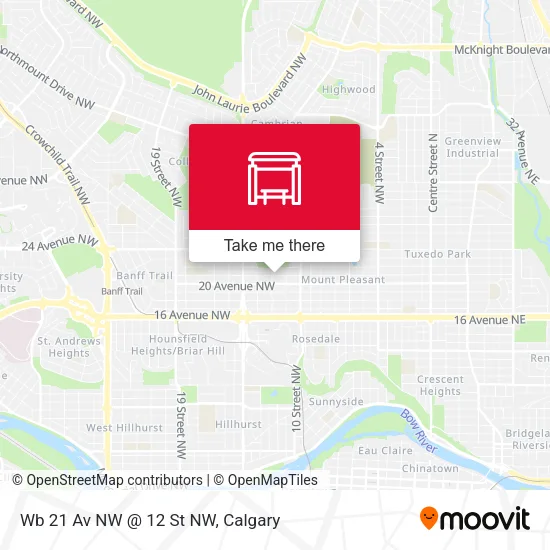 Wb 21 Av NW @ 12 St NW map