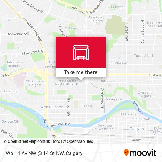 Wb 14 Av NW @ 14 St NW map