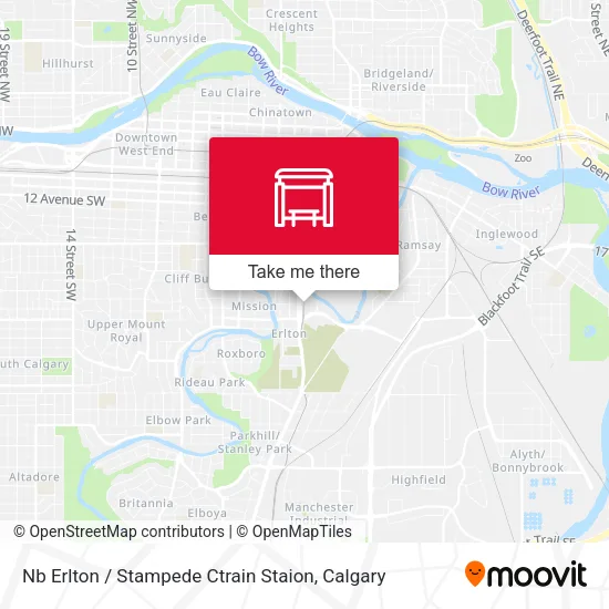 Nb Erlton / Stampede Ctrain Staion map