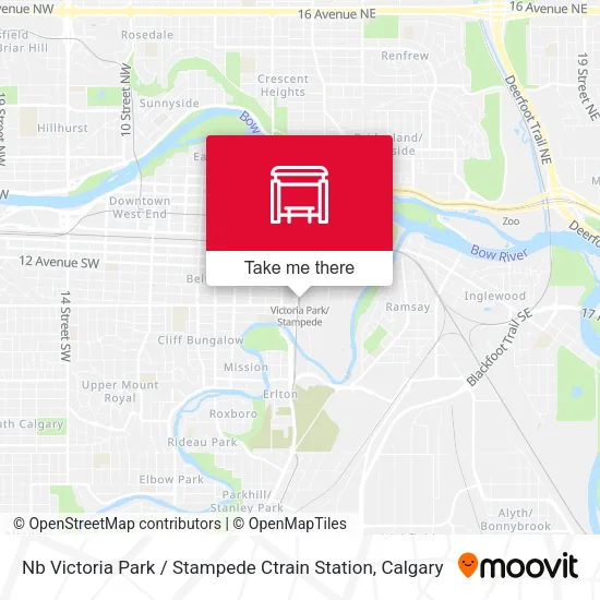 Nb Victoria Park / Stampede Ctrain Station map