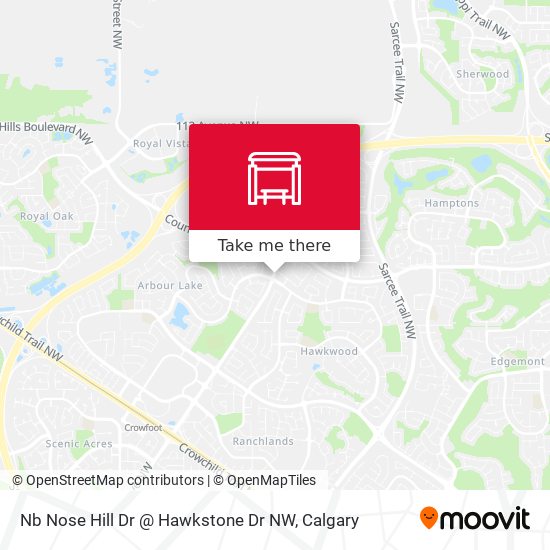 Nb Nose Hill Dr @ Hawkstone Dr NW map