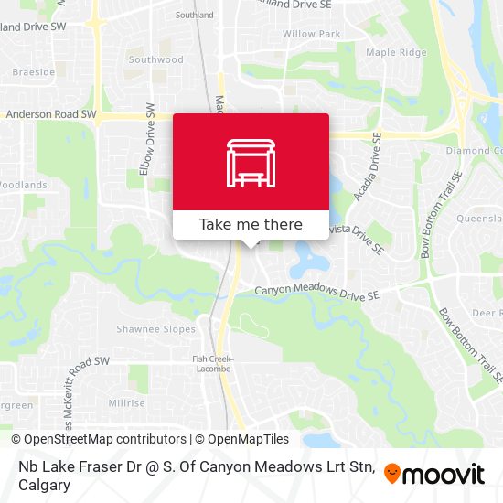 Nb Lake Fraser Dr @ S. Of Canyon Meadows  Lrt Stn map