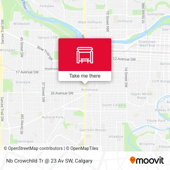 Nb Crowchild Tr @ 23 Av SW map