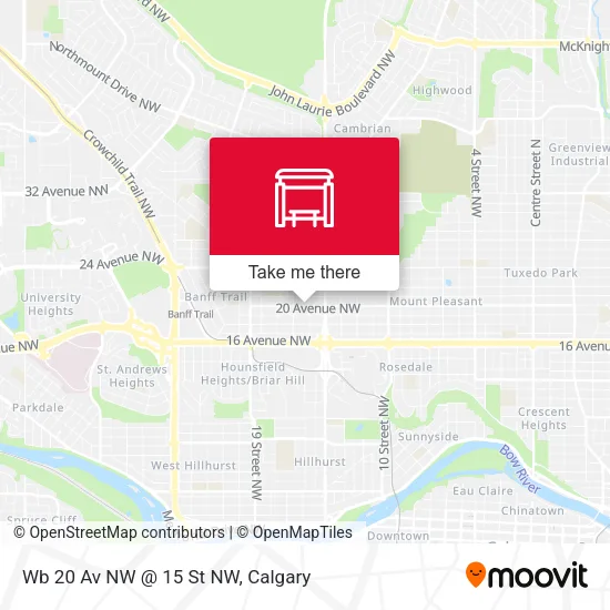 Wb 20 Av NW @ 15 St NW map