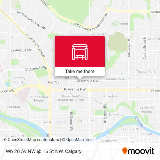 Wb 20 Av NW @ 16 St NW map
