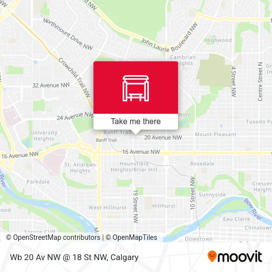 Wb 20 Av NW @ 18 St NW map