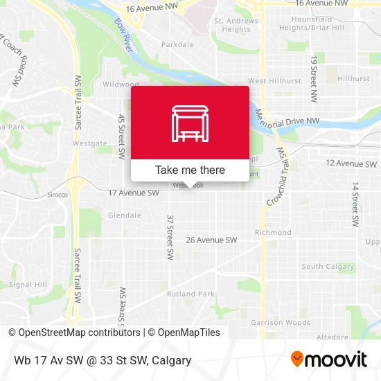 Wb 17 Av SW @ 33 St SW map