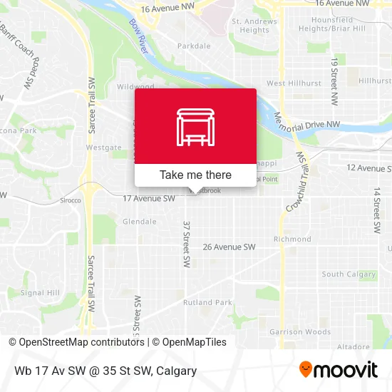 Wb 17 Av SW @ 35 St SW map