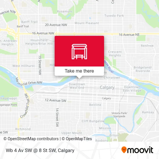 Wb 4 Av SW @ 8 St SW map