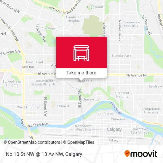 Nb 10 St NW @ 13 Av NW map