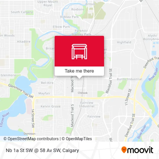 Nb 1a St SW @ 58 Av SW map