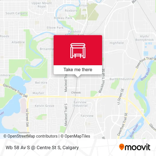 Wb 58 Av S @ Centre St S map