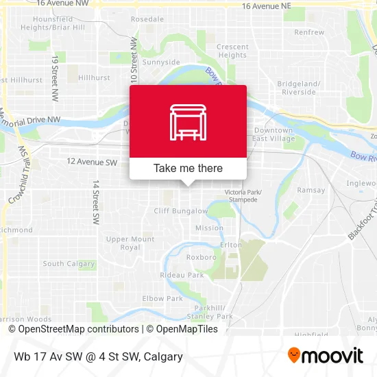 Wb 17 Av SW @ 4 St SW map