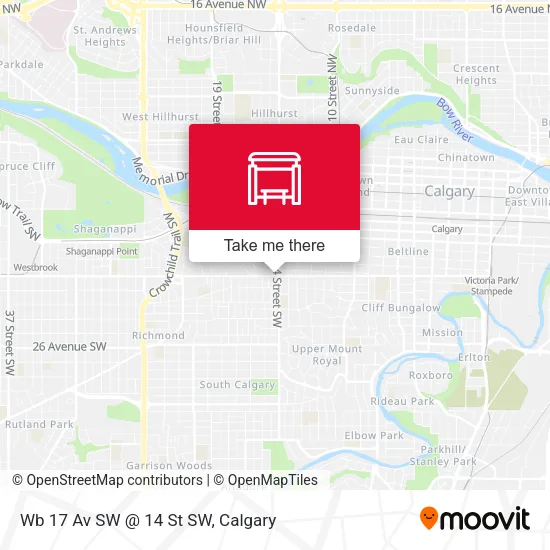 Wb 17 Av SW @ 14 St SW map