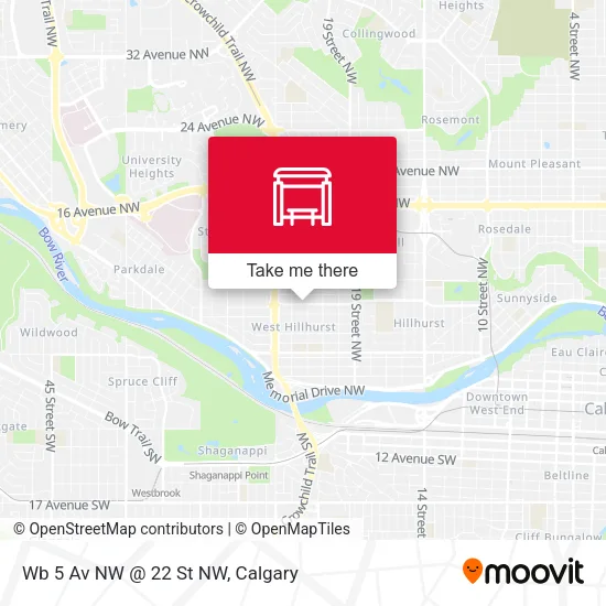 Wb 5 Av NW @ 22 St NW map