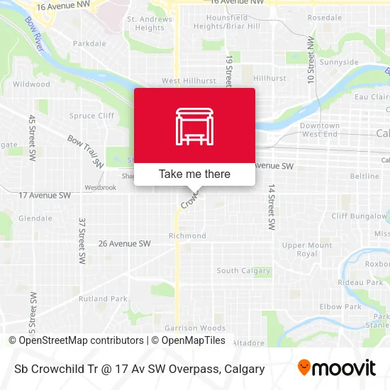 Sb Crowchild Tr @ 17 Av SW Overpass map