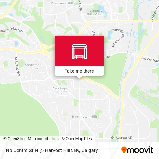 Nb Centre St N @ Harvest Hills Bv map