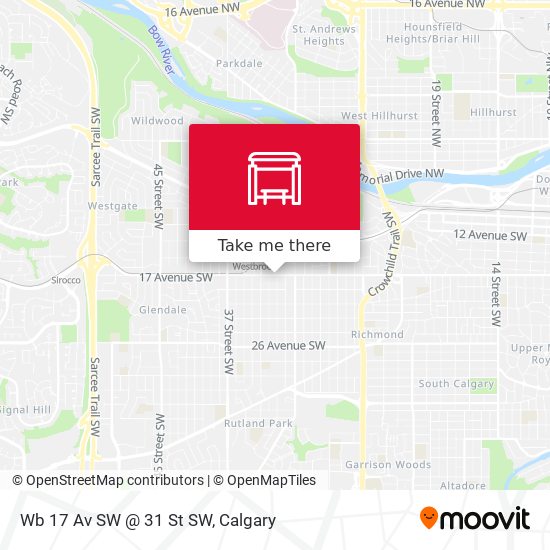 Wb 17 Av SW @ 31 St SW map