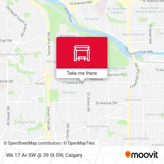 Wb 17 Av SW @ 39 St SW map