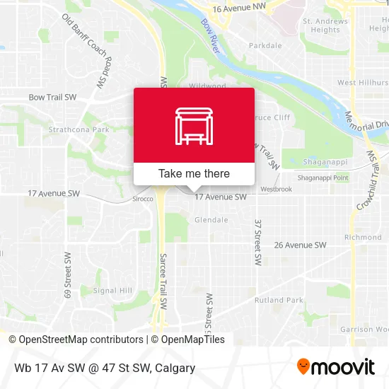 Wb 17 Av SW @ 47 St SW map