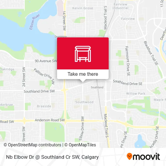 Nb Elbow Dr @ Southland Cr SW map