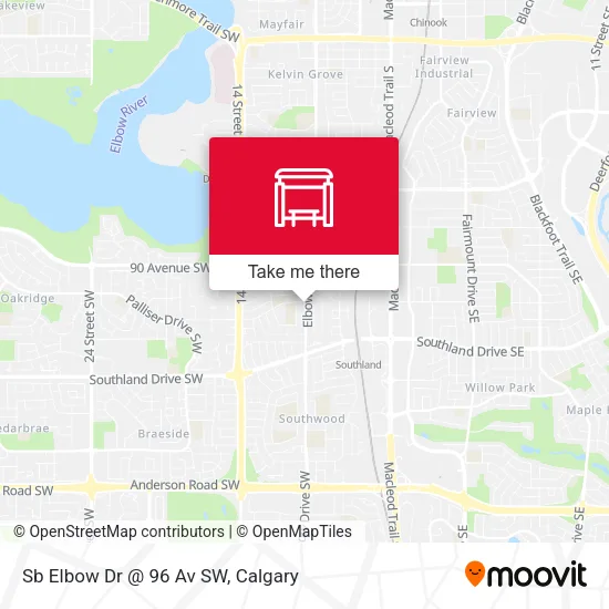 Sb Elbow Dr @ 96 Av SW map