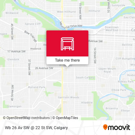 Wb 26 Av SW @ 22 St SW map