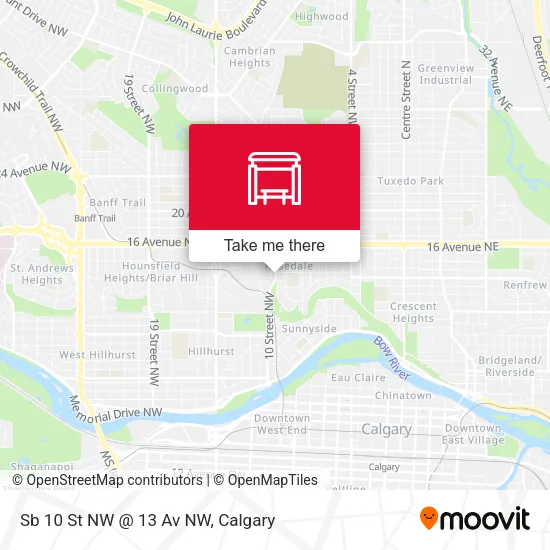Sb 10 St NW @ 13 Av NW map