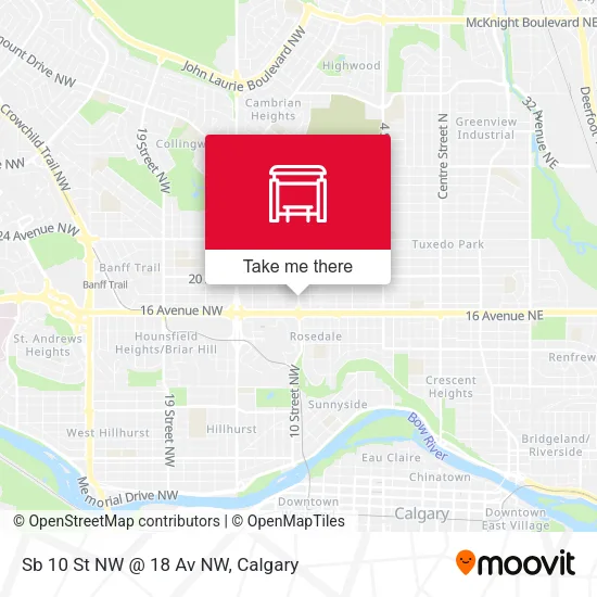 Sb 10 St NW @ 18 Av NW map