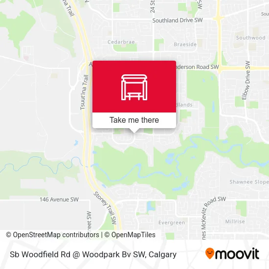 Sb Woodfield Rd @ Woodpark Bv SW map