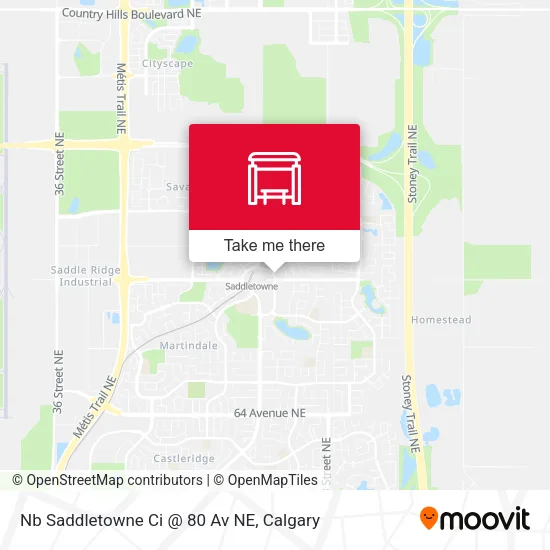 Nb Saddletowne Ci @ 80 Av NE map