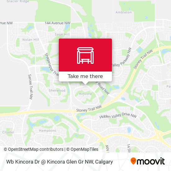 Wb Kincora Dr @ Kincora Glen Gr NW map