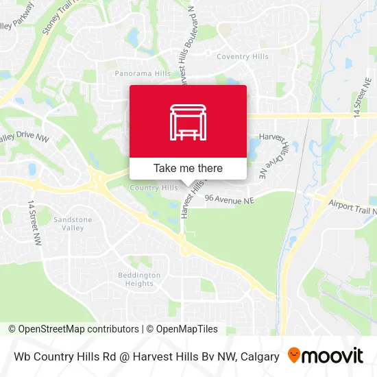 Wb Country Hills Rd @ Harvest Hills Bv NW map