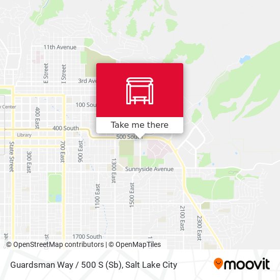Guardsman Way / 500 S (Sb) map