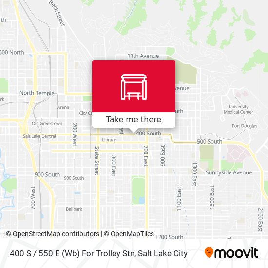 400 S / 550 E (Wb) For Trolley Stn map