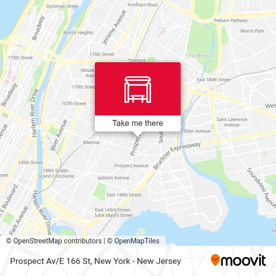 Prospect Av/E 166 St map