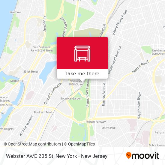 Webster Av/E 205 St map