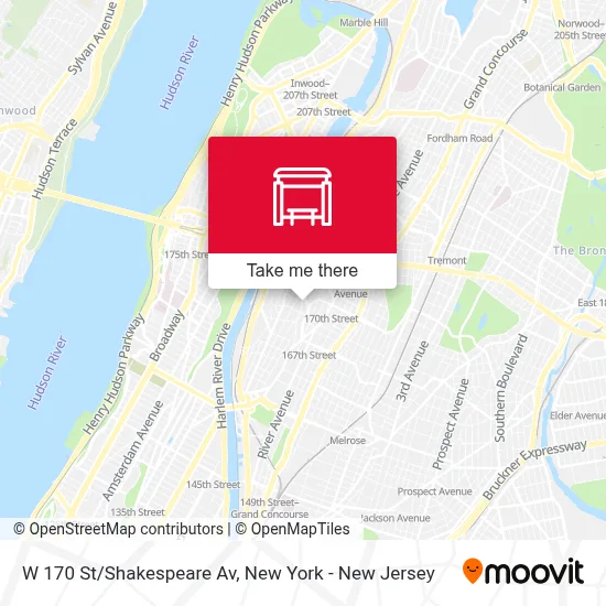 W 170 St/Shakespeare Av map
