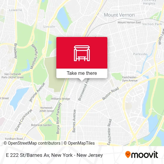 E 222 St/Barnes Av map