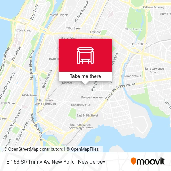 E 163 St/Trinity Av map