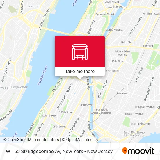 W 155 St/Edgecombe Av map