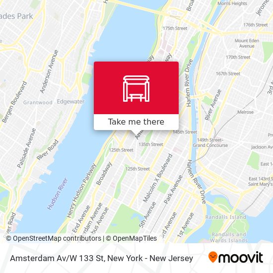 Amsterdam Av/W 133 St map