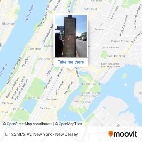 E 125 St/2 Av map