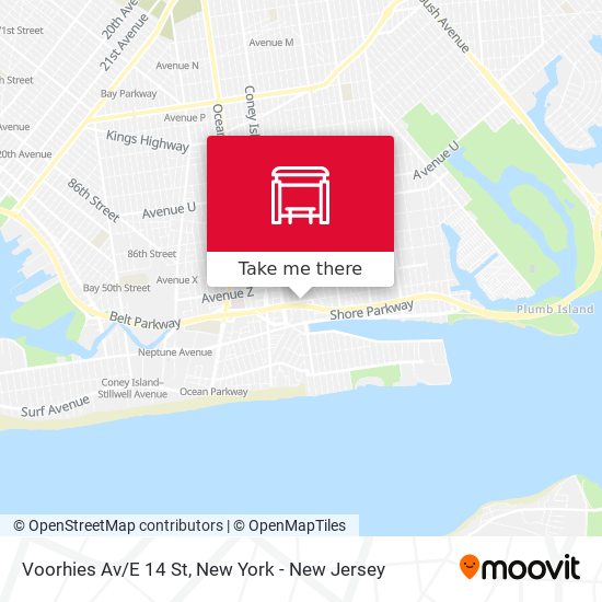 Mapa de Voorhies Av/E 14 St