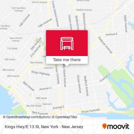 Kings Hwy/E 13 St map