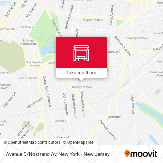 Avenue D/Nostrand Av map