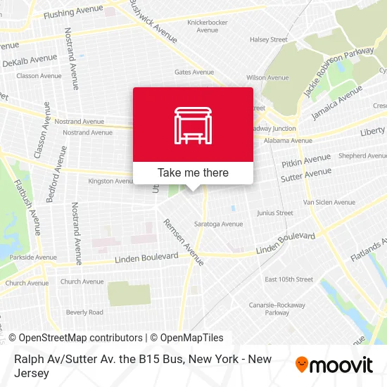 Ralph Av / Sutter Av.  the B15 Bus map