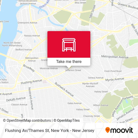 Flushing Av/Thames St map