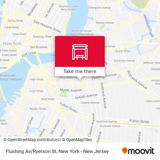 Flushing Av/Ryerson St map