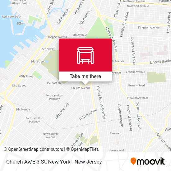 Church Av/E 3 St map